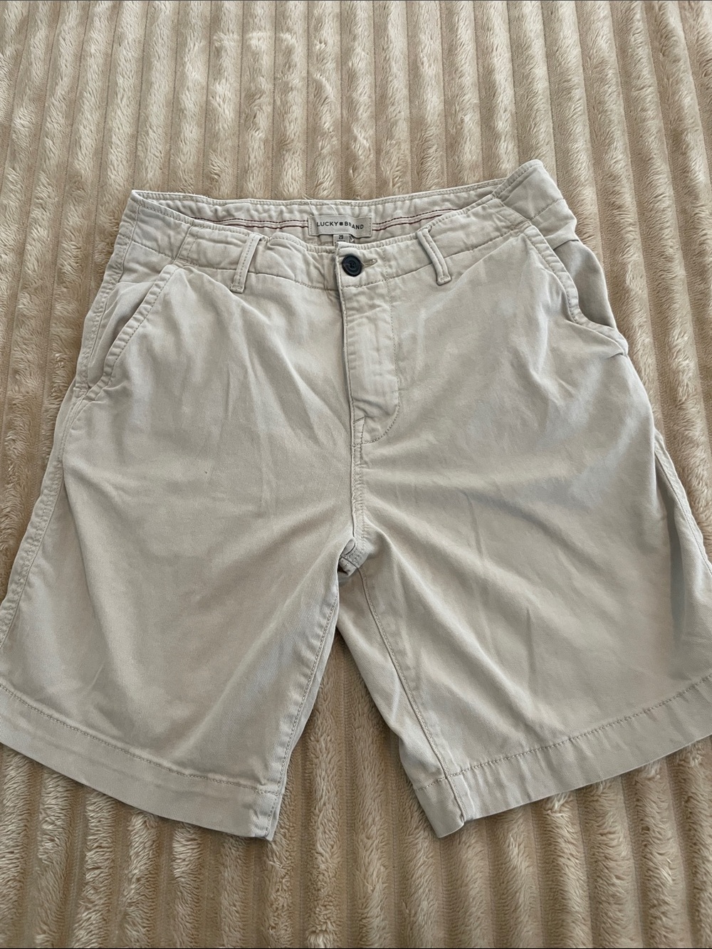 Lucky Brand Men's Light Beige Flat Front Shorts